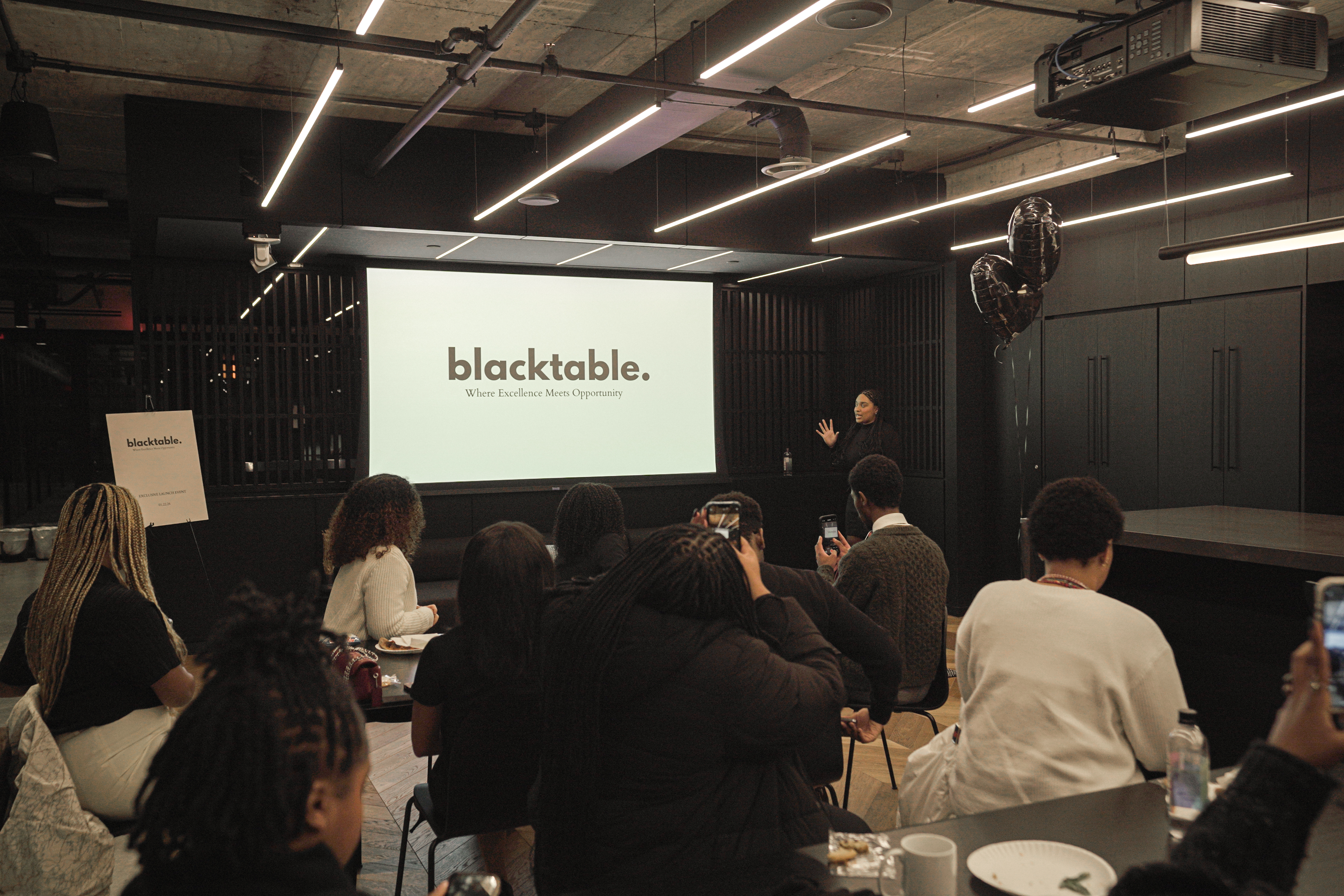 A presentation at Blacktable’s private launch event